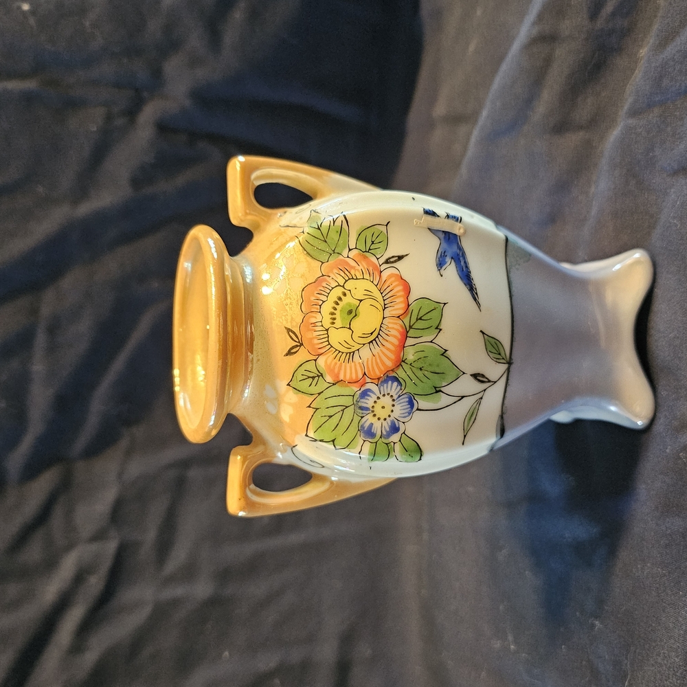 Floral Ceramic Vase with Handles
